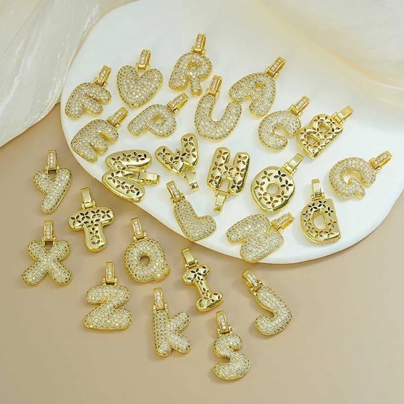 ☃️BOGO50%☃️🆕✨GOLD A ✨BUBBLE LETTER INITIAL NECKLACE - Picture 14 of 15